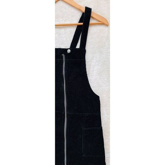 Forever 21 Black Corduroy Zip Up Overall Jumper Dress, Size Small - Picture 10 of 16